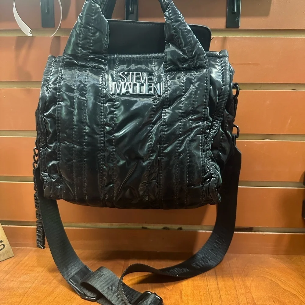 Steve Madden Black Structured Tote Bag - Picture 11 of 12
